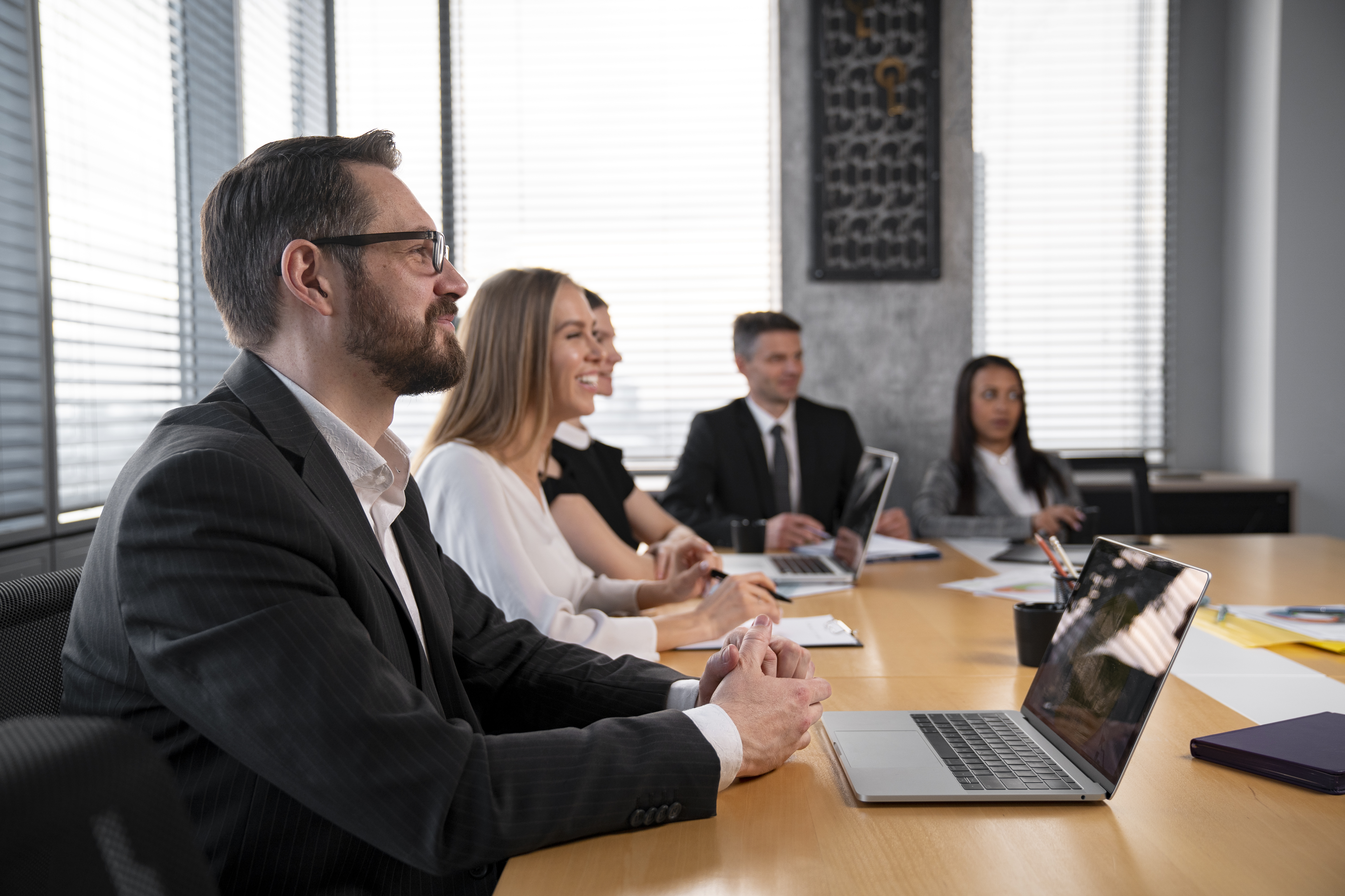 Business conference in urban environment